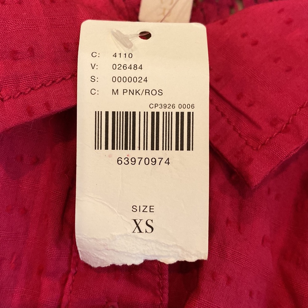 Anthropologie Pilcro Lace Back Button down long sleeve blouse in Pink XS NWT - Picture 11 of 12
